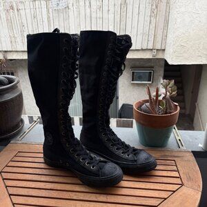 Converse All Star Rare Black Knee-High Canvas Lace-Up Sneakers Size 11